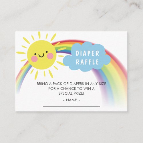 Ray of Sunshine Baby Shower Diaper Raffle Ticket Enclosure Card