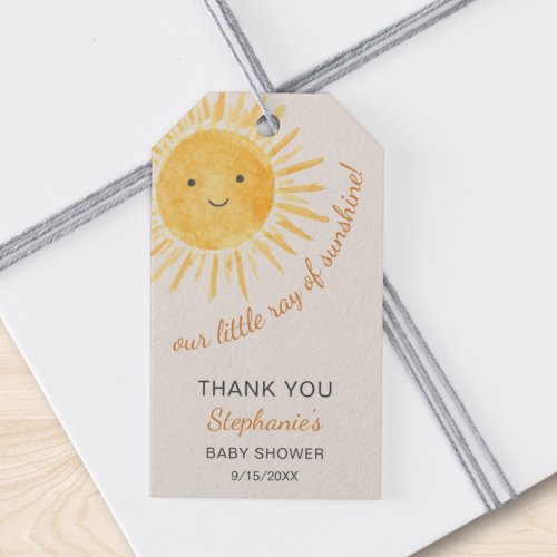 Ray Of Sunshine Baby Shower Gift Tags