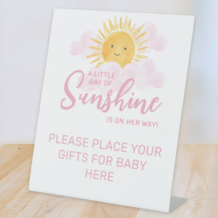 Ray Of Sunshine Baby Shower Place Your Gifts Pedestal Sign