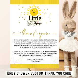 Ray of Sunshine Baby Shower Thank You Card