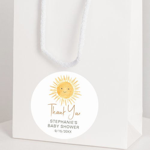  Ray Of Sunshine Baby Shower Thank You Classic Round Sticker