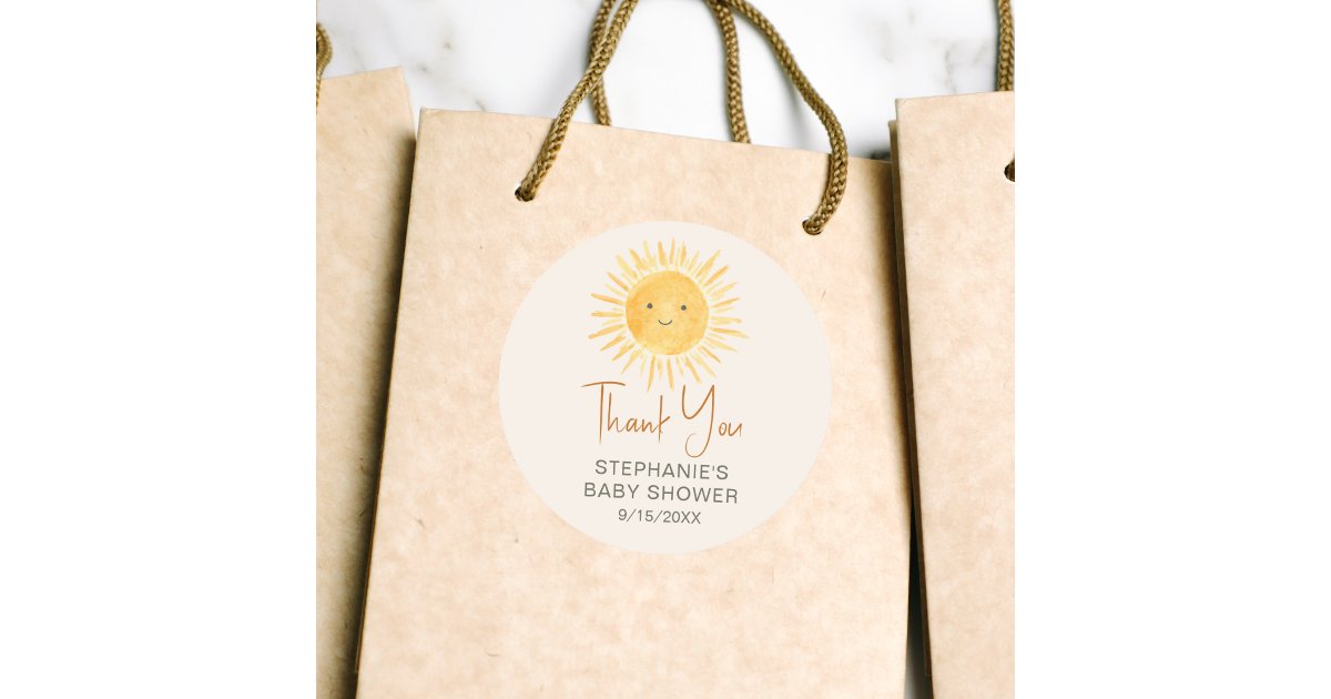 Ray Of Sunshine Baby Shower Thank You Classic Round Sticker | Zazzle