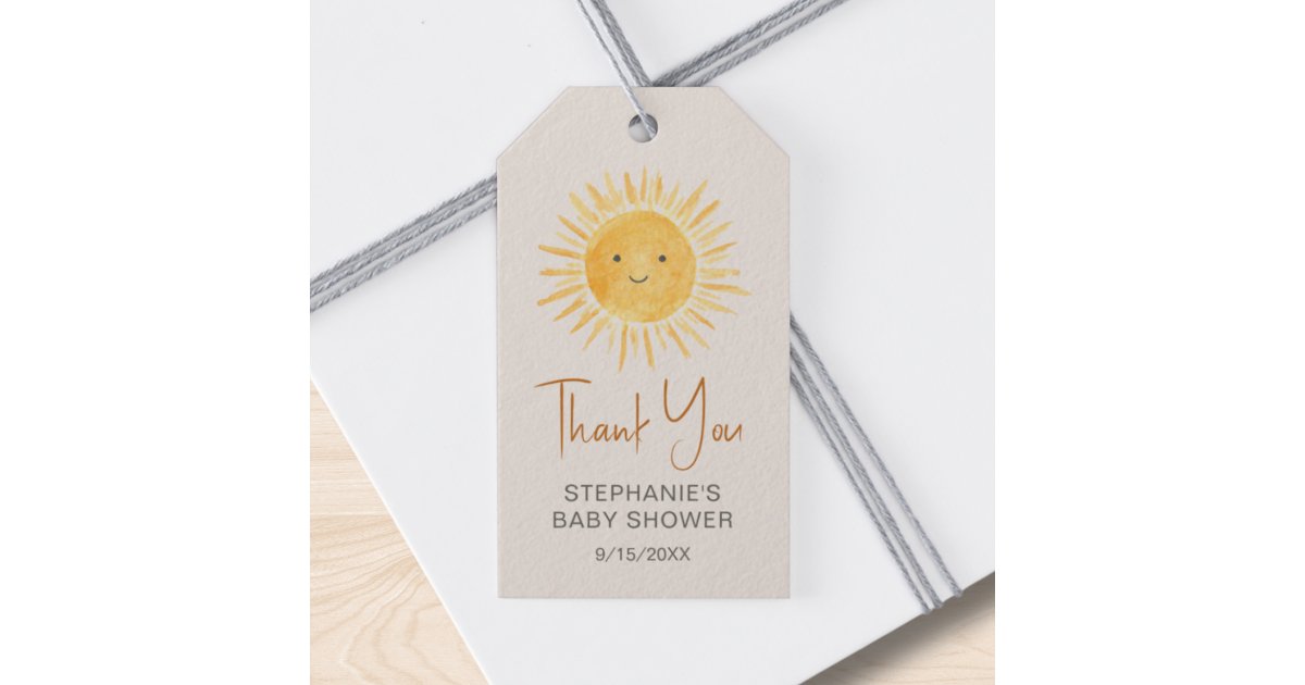 Ray Of Sunshine Baby Shower Thank You Gift Tags | Zazzle