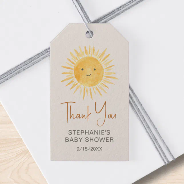 Ray Of Sunshine Baby Shower Thank You Gift Tags | Zazzle