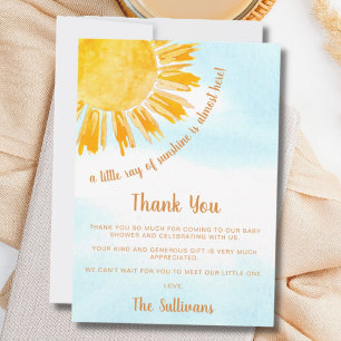 Ray of Sunshine Blue Sky Baby Shower Thank You Card
