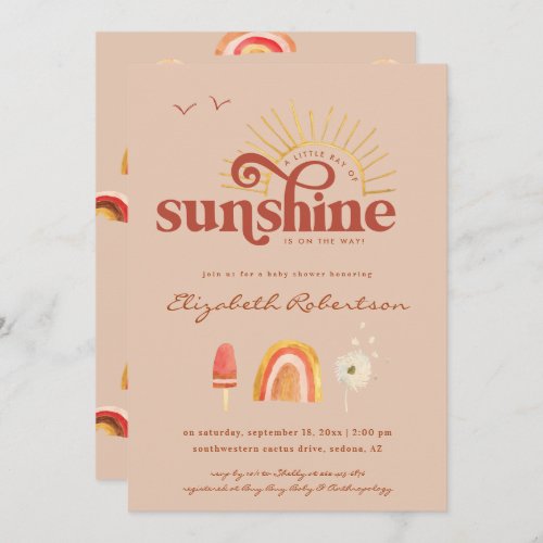 Ray of Sunshine  Boho Baby Shower Invitation