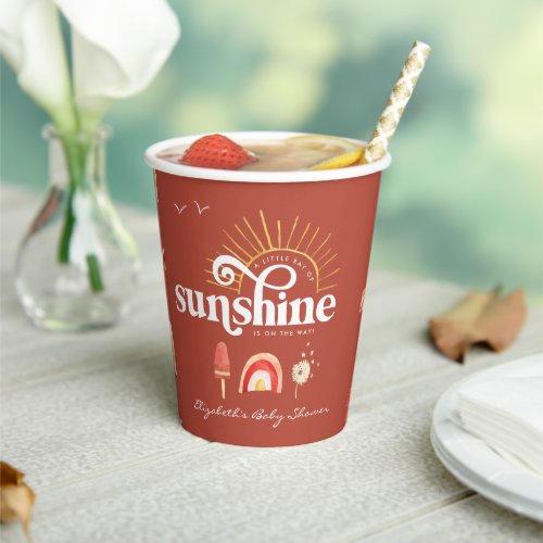 Ray of Sunshine  Boho Baby Shower  Paper Cups