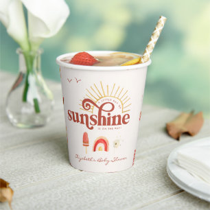 Ray of Sunshine Boho Baby Shower Paper Cups