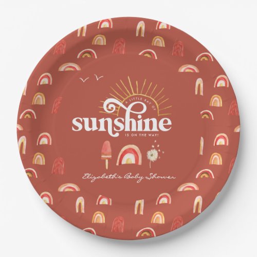 Ray of Sunshine  Boho Baby Shower  Paper Plates