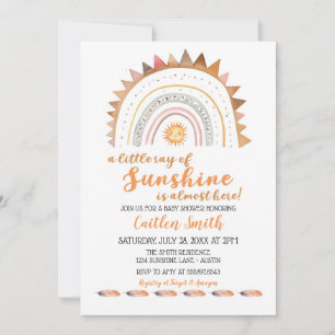 Ray of Sunshine Boho Sun Baby Shower Invitation