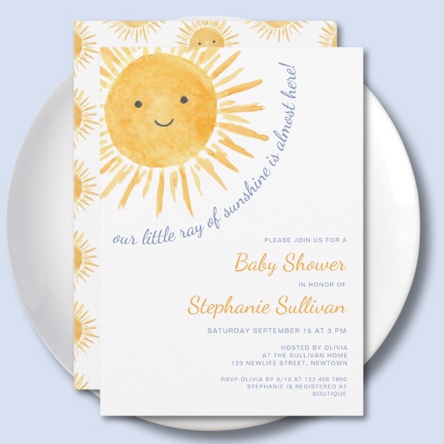 Ray of Sunshine Boy Baby Shower Invitation (Creator Uploaded)