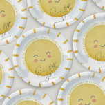 Ray of Sunshine Clouds Boy Blue Baby Shower  Paper Plates<br><div class="desc">Designed to match my Sunshine baby shower collection. Featuring a watercolor sun with soft pink clouds and the header "Our little rain of sunshine" in a hand-written typography. If you need another color or any extra piece that is not in the collection please let me know (Maria), I'm happy to...</div>