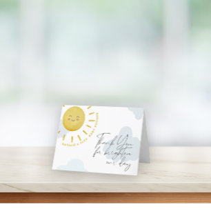 Ray of Sunshine Clouds Boyl Baby Shower Letterpress Thank You Card