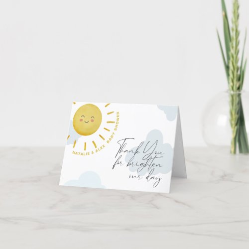 Ray of Sunshine Clouds Boyl Baby Shower  Thank You Card