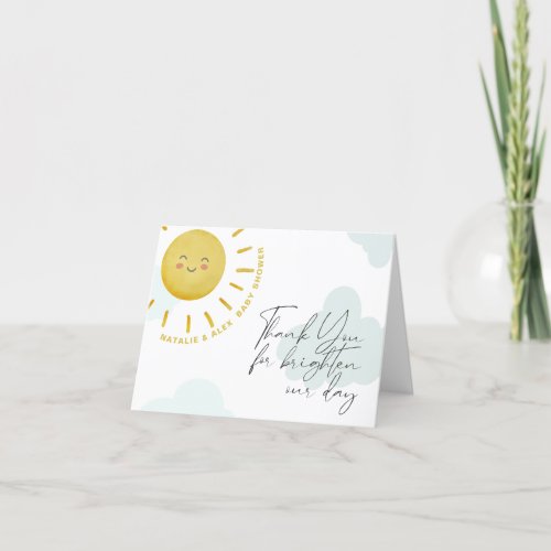 Ray of Sunshine Clouds Gender Neutral Baby Shower  Thank You Card