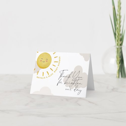 Ray of Sunshine Clouds Gender Neutral Baby Shower  Thank You Card