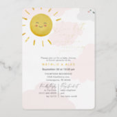 Ray of Sunshine Clouds Girl Baby Shower  Foil Invitation (Front)