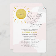 Ray of Sunshine Clouds Girl Baby Shower Invitation