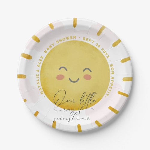 Ray of Sunshine Clouds Girl Baby Shower  Paper Plates