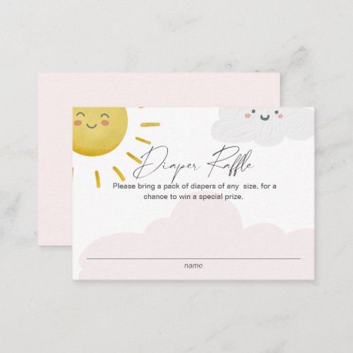 Ray of Sunshine Clouds Girl Diaper Raffle Small Enclosure Card