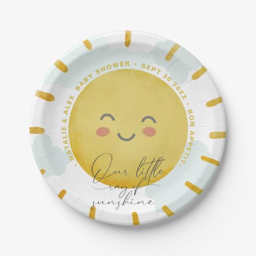 Ray of Sunshine Clouds Neutral Baby Shower  Paper Plates