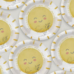 Ray of Sunshine Clouds Neutral Baby Shower  Paper Plates<br><div class="desc">Designed to match my Sunshine baby shower collection. Featuring a watercolor sun with soft pink clouds and the header "Our little rain of sunshine" in a hand-written typography. If you need another color or any extra piece that is not in the collection please let me know (Maria), I'm happy to...</div>