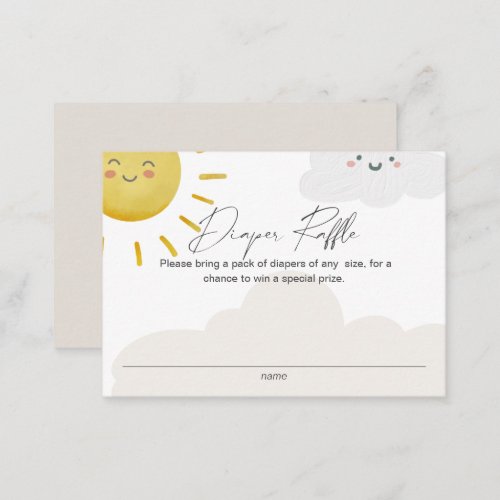 Ray of Sunshine Clouds Neutral Diaper Raffle Small Enclosure Card