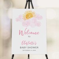  Ray Of Sunshine Girl's Baby Shower Welcome Sign