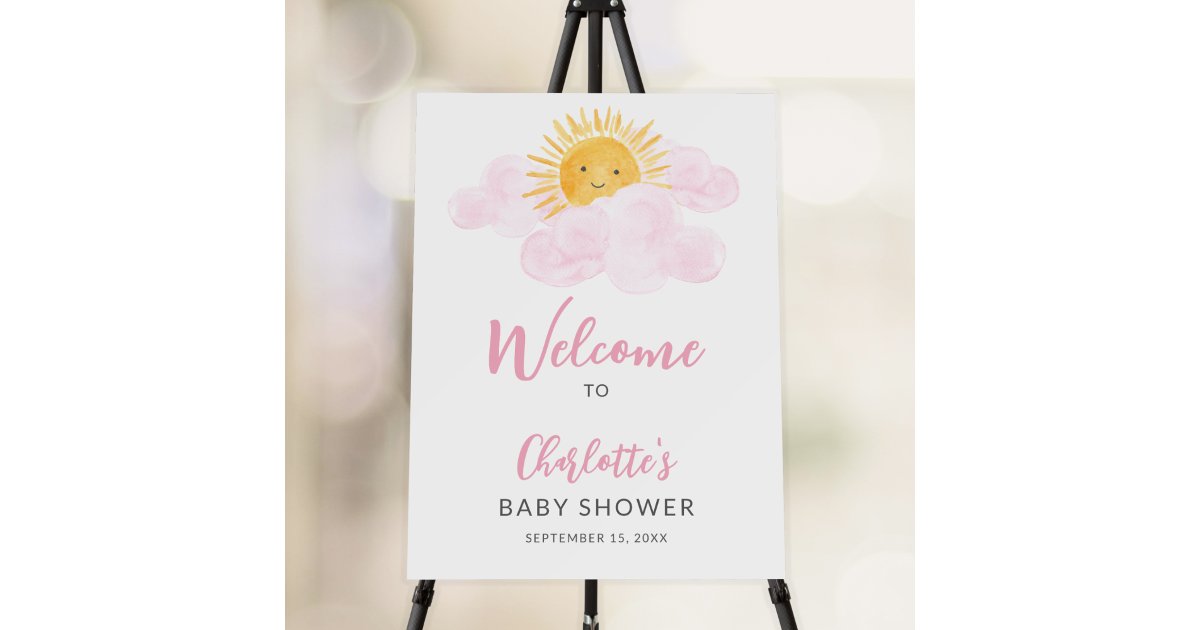 Ray Of Sunshine Girl's Baby Shower Welcome Sign | Zazzle