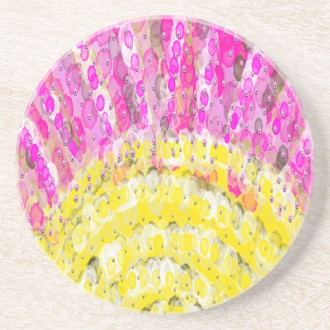 Ray Of Sunshine in Yellow and Fuchsia Drink Coaster (Front)