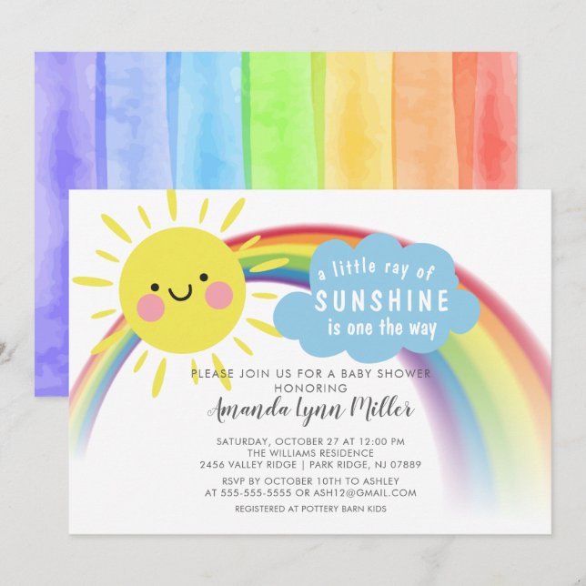 Ray of Sunshine On The Way Baby Shower Invitation (Front/Back)