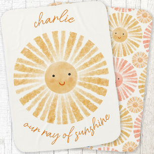 Ray of Sunshine Personalized Watercolor Baby Blanket