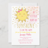 Ray Of Sunshine Pink & Gold Baby Shower Invitation (Front)