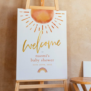 Ray of Sunshine Rainbow Baby Shower Welcome Sign