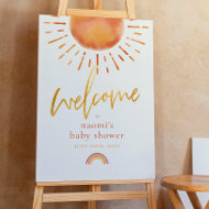Ray of Sunshine Rainbow Baby Shower Welcome Sign