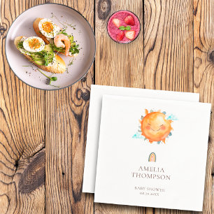 Ray Of Sunshine Rainbow Welcome Boho Baby Shower Napkins