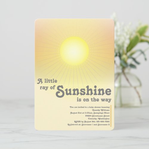 Ray of Sunshine Sun Baby Shower Invitation