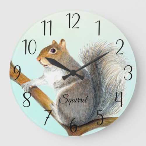 ray Squirrel Artwork Large Clock