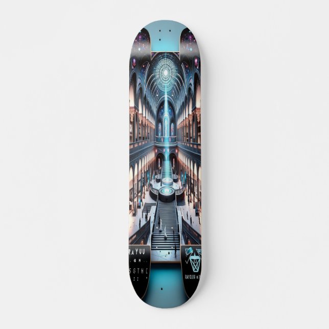 "Raygun Gothic Futuristic Art Museum Deck" Skateboard (Front)