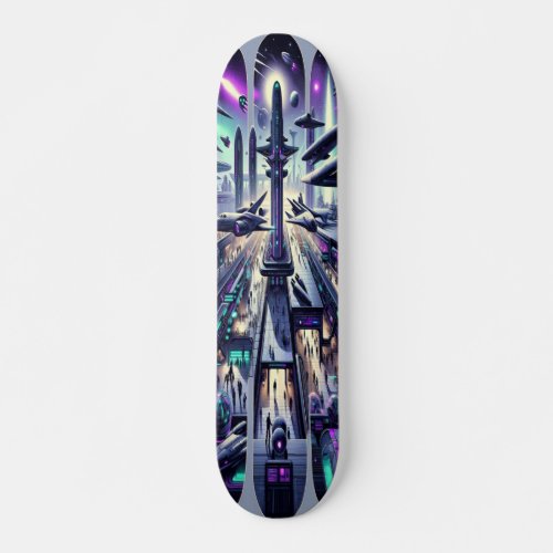 Raygun Gothic Futuristic Spaceport Deck Skateboard