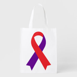 Raynaud's Disease Purple & Red Ribbon Grocery Bag