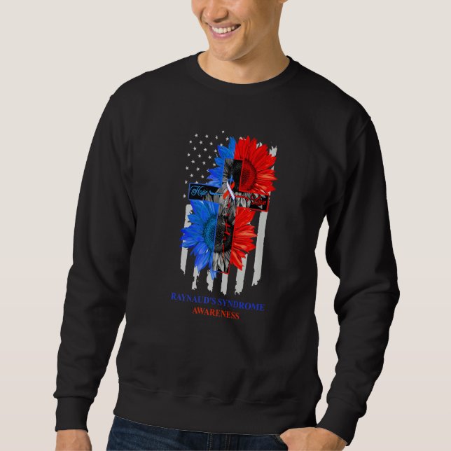 Raynauds Syndrome Red Blue Sunflower Faith Hope Lo Sweatshirt (Front)