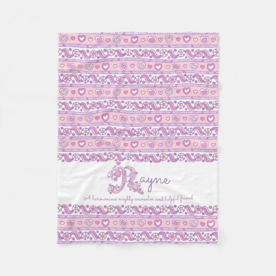 Rayne R name meaning pastel doodle art blanket