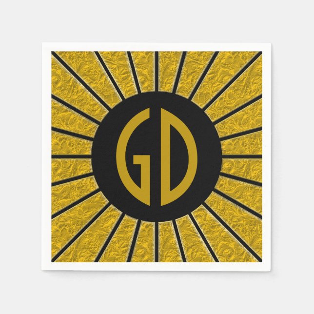 RAYS BUTTON gold + your Photo, Text, Monogram Napkins (Front)