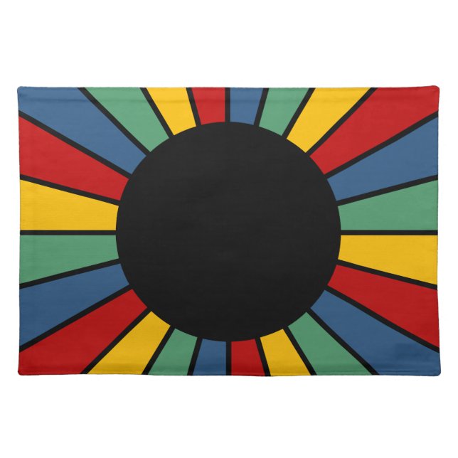 RAYS BUTTON I + your Photo, Text, Monogram Cloth Placemat (Front)