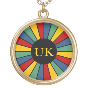 RAYS BUTTON I + your Photo, Text, Monogram Gold Plated Necklace