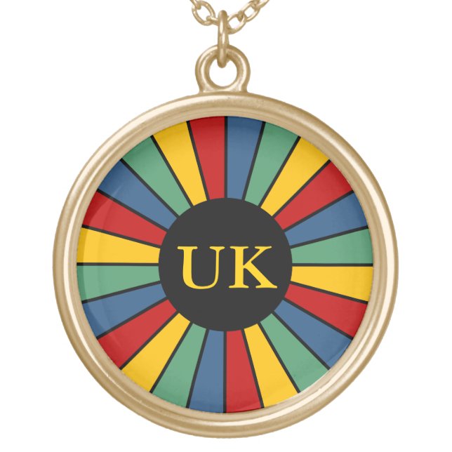 RAYS BUTTON I + your Photo, Text, Monogram Gold Plated Necklace (Front)