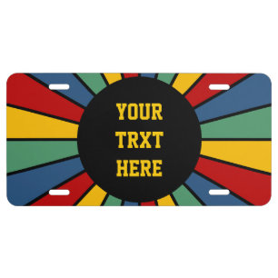 RAYS BUTTON I + your Photo, Text, Monogram License Plate