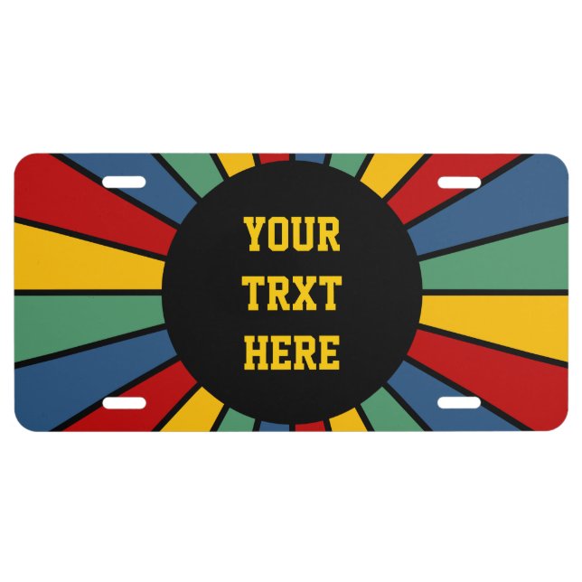 RAYS BUTTON I + your Photo, Text, Monogram License Plate (Front)