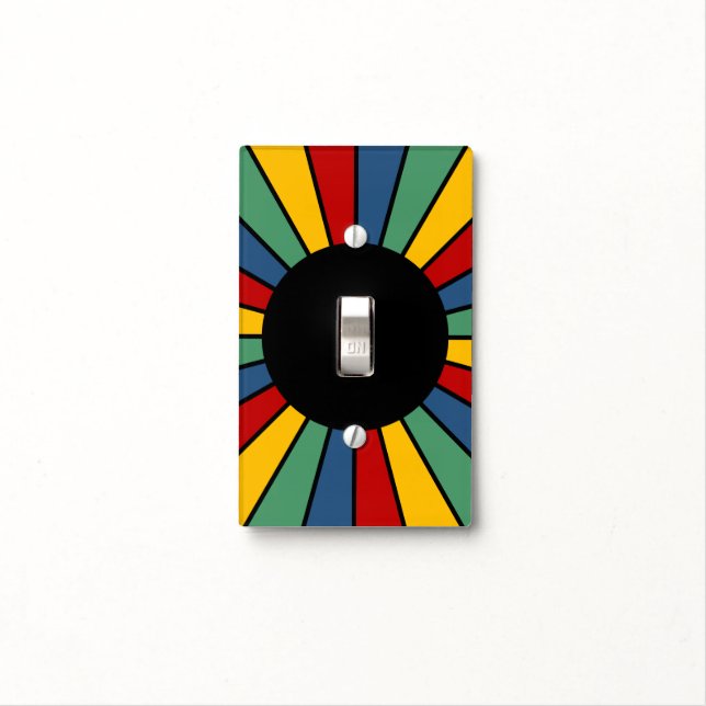 RAYS BUTTON I + your Photo, Text, Monogram Light Switch Cover (In Situ)